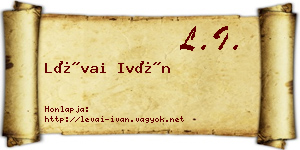 Lévai Iván névjegykártya