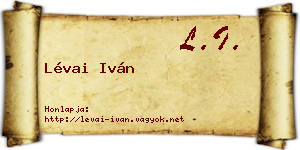 Lévai Iván névjegykártya